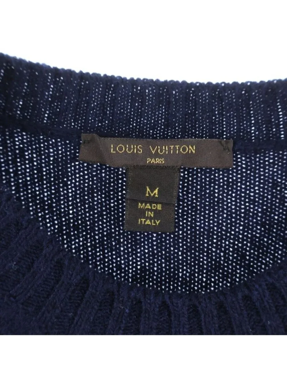 Louis Vuitton LV Logo Sequin Short Sleeve Knit Navy Sweater